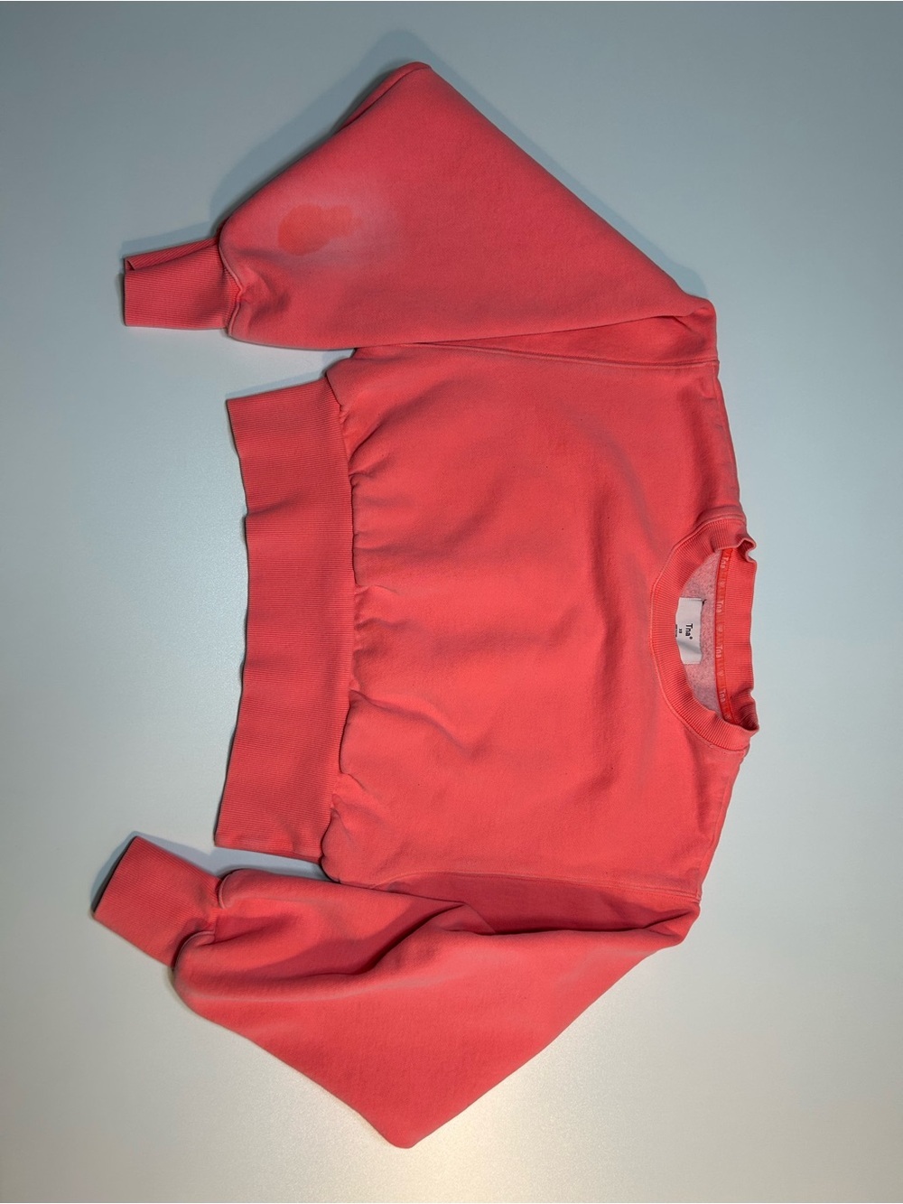 Aritzia Tna Cozy Fleece Perfect Cropped Crewneck Sweatshirt Coral Pink
